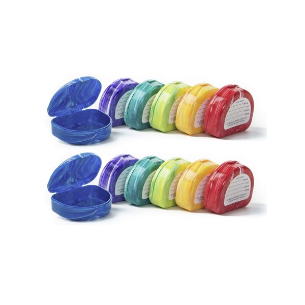 Marble Retainer Cases with Labels Assorted Colors - (Pack of 12)