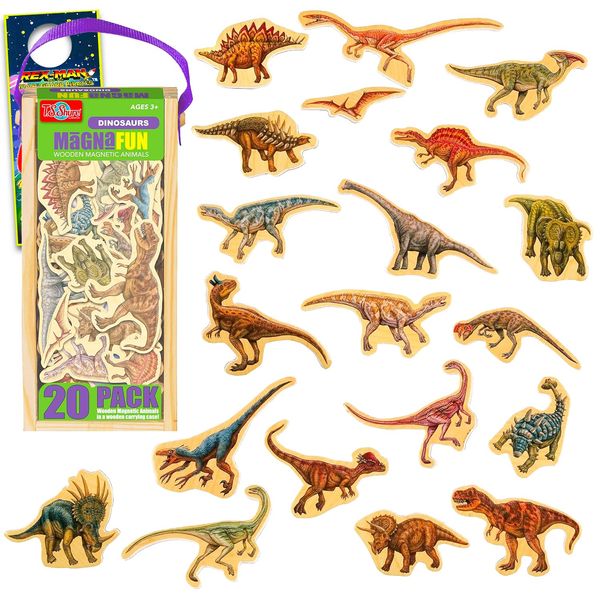 Refrigerator Magnets for Kids - Bundle with 20 Dinosaur Fridge Magnets for Toddlers Learning Developmental Toys | Dinosaur Magnetic Toys for Boys, Girls