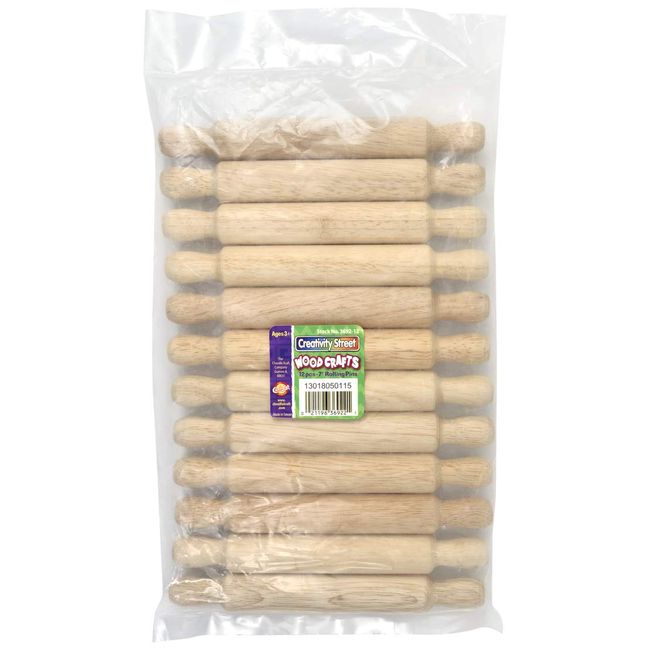 School Smart Wood Rolling Pins - 7 inches - Set of 12