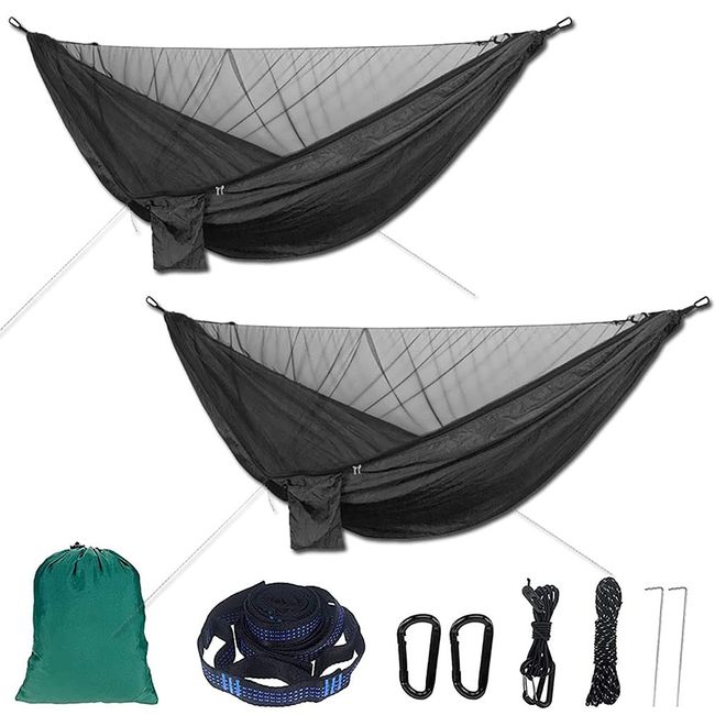 Hammock, Mosquito Net Included, One-Piece, Anti-Mosquito Repellent, Storage Bag Included, Ultra Lightweight, Hanging, Breathable, Comfortable, Lightweight, Load Capacity 661.3 lbs (300 kg), Durable, For Kids, Adults, Camping Equipment, Outdoors, Compact, 