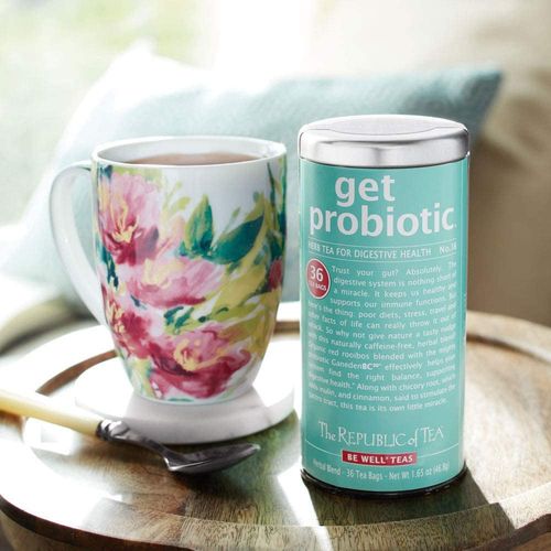 The Republic of Tea Be Well Teas No. 18, Get Probiotic Herbal Tea For Digestive Health, Tin of 36 Tea Bags