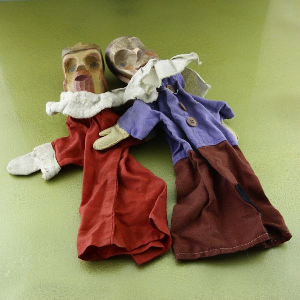 Art DECO KASPER KING & PRINCE PUNCH + JUDY hand puppet, glove antique caspar ☆☆☆