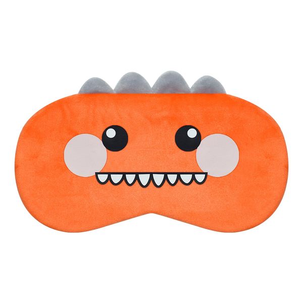 Mezeic Sleep Eye Mask, Cartoon Dinosaur Eye Mask Soft Plush Eye Mask for Sleeping Travel Blockout Sleeping Masks Eye Cover Novelty Cute Animal Eyeshade for Kids Girls Children Adult (Orange Dinosaur)