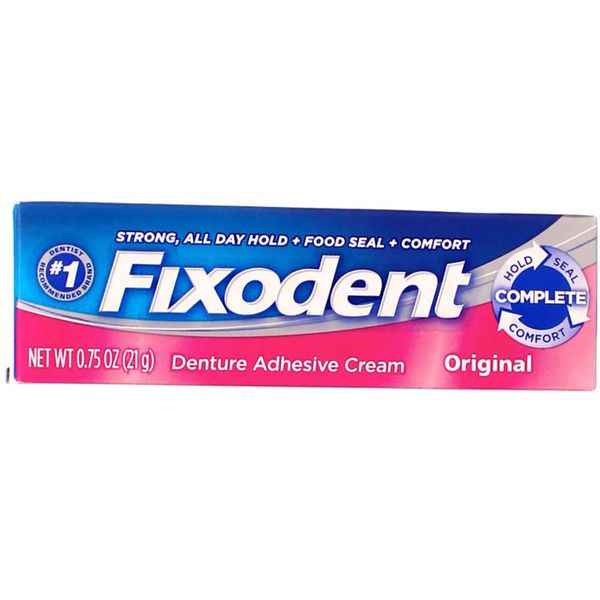 Fixodent Denture Adhesive Cream, Original, Strong and Long Hold - 0.75 Oz by Fixodent