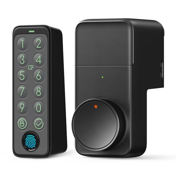 SwitchBot Smart Lock, Pro Fingerprint Identification Pad, PIN Number - Switchbot Key, Smart Key, Auto Lock, Door Lock, Entryway, Smart Home, Alexa, Google Home Siri, Remote Support, No Construction Required, Easy Installation, Security Countermeasure, Aft