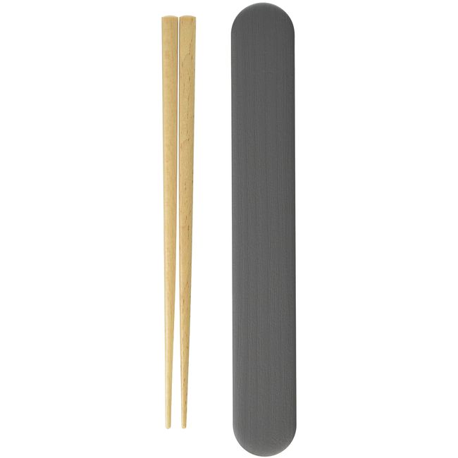 Showa 4979550 Wood Grain Resin Chopsticks and Case Set, Charcoal Gray, Made in Japan, Lightweight, Crack-Resistant, For Outdoor Activities