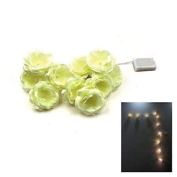 Flower Garland with 10 LED Lights Cream