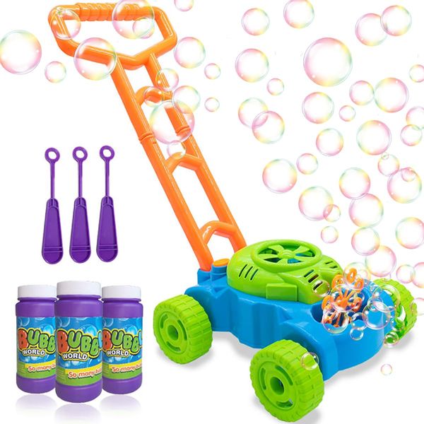 Lydaz Bubble Lawn Mower for Toddlers 1-3, Kids Bubble Blower Maker Machine, Outdoor Outside Push Backyard Gardening Game Toys, Easter Basket Stuffer Gifts Party Toys for Preschool Baby Boys Girls