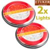 ETUKER 2x Trailer Light Round Rear 12V24V 4Functions Brake/Tail/Direction Indicator/Reverse Light Led Waterproof E-approved