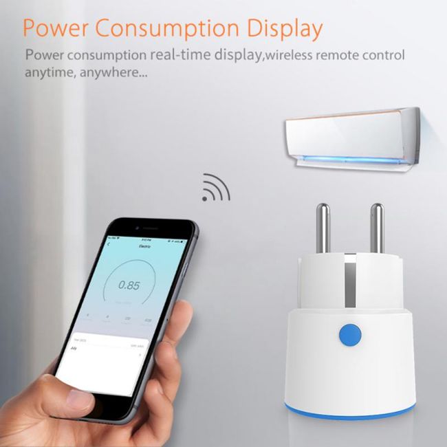 Tuya 20A Wifi EU Smart Plug Switch AC 85 - 220V Remote Control