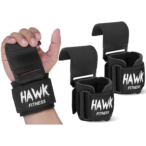 Hawk Sports Weightlifting Hooks with Wrist Straps for Men and Women, Safely Lift Weights Up to 700 lbs. with Reinforced Metal Lifting Hooks, Strengthen Your Grip and Lift Heavier Weights at Full Power