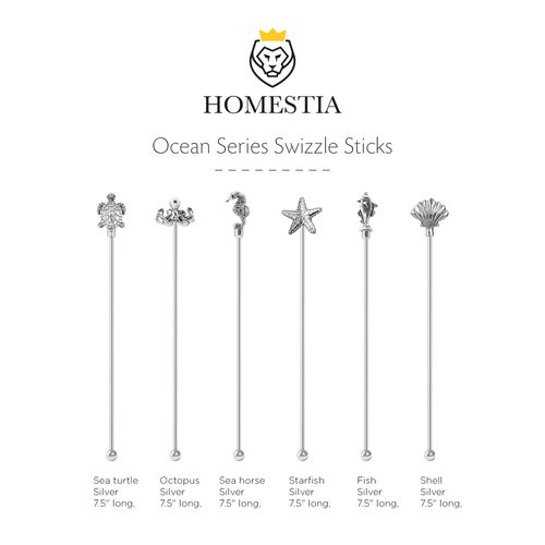 Homestia 6 Pcs Coffee Stirrers for Drinks Stainless Steel Cocktail Stirrers Reusable Stir Sticks for Tropical Decor Beach Party Mixed Drinks