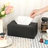 BTSKY PU Leather Rectangular Tissue Holder Box - Household/Office Tissue Box Cover, Textured Tissue Paper Box Case Napkin Holder, Black