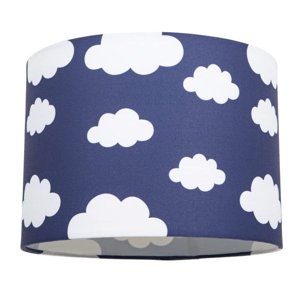 White Clouds Children's/Kids Navy Midnight Blue Cotton Fabric Bedroom Lamp or Pendant Shade | 25cm Diameter | 60w Maximum by Happy Homewares