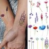 COKTAK 12 Sheets Watercolor Purple Violet Lavender Temporary Tattoos For Women Tiny Wild Plant Sweet Pea Morning Glory Flowers Fake Tattoos Temporary For Girl Kids Hand Face Ankle Neck Tatoos Stickers