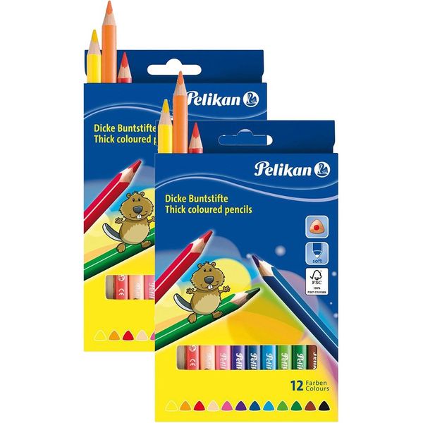 Pelikan Buntstifte Triangle, 2x 12 Stück, multicoloured, 1