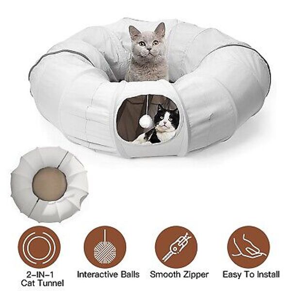 Cat Tunnel Bed Pet Toys Play Hide Tube with Ball Soft For Large Cat Dogs Rabbit