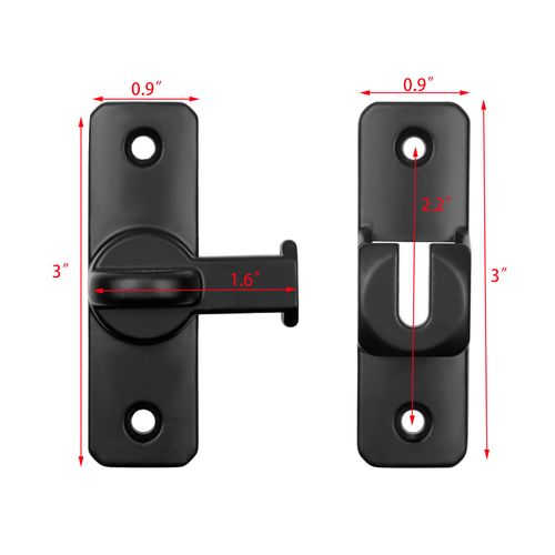 Coshar 2 Set Barn Door Latches 90/180 Degree Gate Latches Black Zinc Alloy Barn Door Lock for Barn, Garage, Bedroom, Cabinet