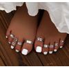 Adjustable Toe Rings Set, 10 Pieces, Silver-Tone, Mixed Designs