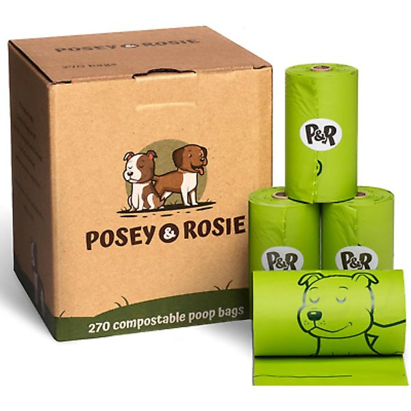 Posey & Rosie Pet Waste Dog Poop Bags 270 Compostable Unsented NEW