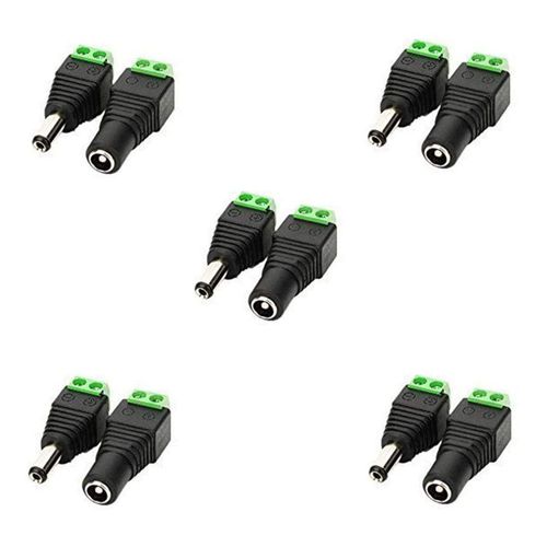LitaElek 5.5mm x 2.1mm DC Connector 12V DC Barrel DC Jack Female Male Plug Adapter Screw Terminal Connector for CCTV Camera, LED Strip Light, or other DC 5V-24V Devices (5 female + 5 male)