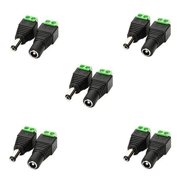 LitaElek 5.5mm x 2.1mm DC Connector 12V DC Barrel DC Jack Female Male Plug Adapter Screw Terminal Connector for CCTV Camera, LED Strip Light, or other DC 5V-24V Devices (5 female + 5 male)