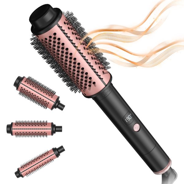 Thermal Brush, 30/38/45mm 3 en 1 Thermal Brush set, 30S schnelles Aufheizen, Digitalanzeige 5 Temperaturen Hot Brush, Schafft Volumen an den Haarwurzeln und lockere Locken für alle Haartypen/-längen