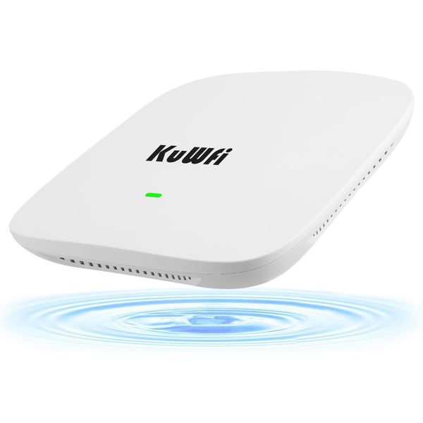 KuWFi AX1800 High Speed WiFi 6 Ceiling Mount Access Point, Dual Band WiFi Access Points 48V PoE, WiFi Coverage Gigabit LAN/WAN,Support AP/GateWay, Easily Mount to Wall or Ceiling