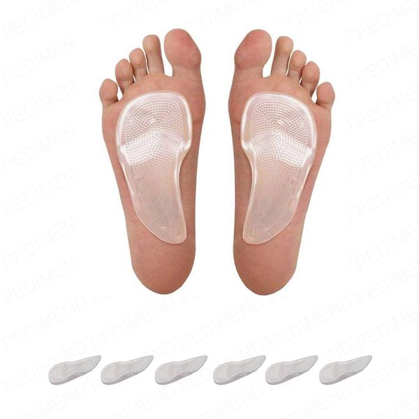 PEDIMEND Silicone Gel Flat Feet Arch Support Cushions (3PAIR) - Elevate Arch of Foot - 3/4 Arch Support Pad for High Heels - Unisex - Foot Care