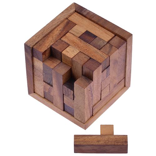 Pack cube, 125 cube S - 3D puzzle - thinking game - puzzle game - patience game - logic game in wooden frame
