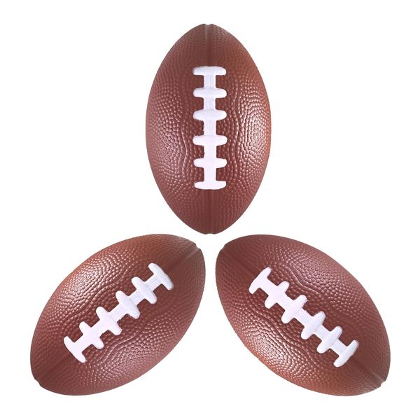 LMC Products 3 Pack of Mini Foam Footballs for Kids - Small, Tiny Football 4.75" in Length - Little Toy Football (Brown)