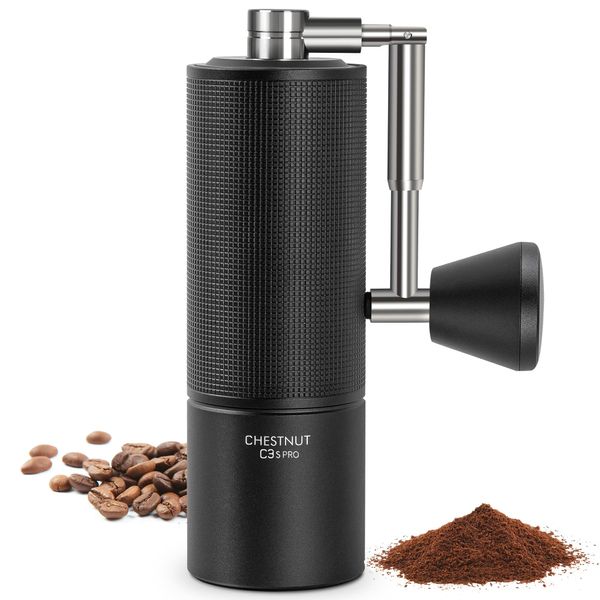 TIMEMORE Chestnut C3s PRO Kaffeemühle Manuell, Upgrade Integrierte Ganzmetallgehäuse, Handkaffeemühle mit klappbarem Griff, für Espresso bis French Press - Schwarz