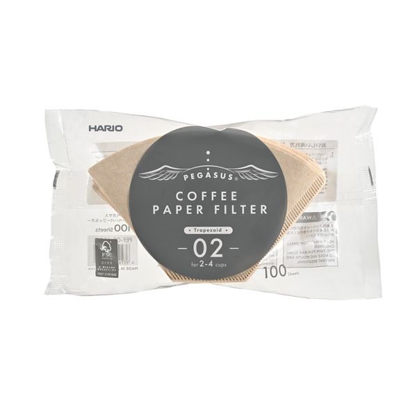 Hario Flat Bottom Coffee Filters, 02, Brown, 100 Count