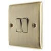 BG Electrical nab42 Double Light Switch, Antique Brass, 2-Way, 20A,16AX, 2 Way
