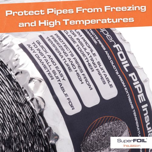 SuperFOIL Pipe Insulation 80mm x 7.5m - Pipe and Duct Lagging Foil Wrap
