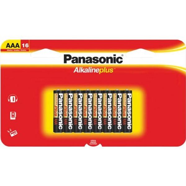 Panasonic Alkaline Plus AAA Batteries 16 Pack - LR03PA-16BH