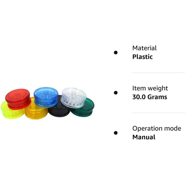 QBL® [Pack of 4] Colorful Plastic Herb Grinder with Magnetic Lid - 3 Piece Grinder Featuring Shark Tooth Shredding (Assorted)