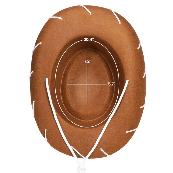 Brown Felt Cowboy Hats For Kids - (Pack of 2) Western Themed Childrens Cosplay Costume Accessory Prop for Party Favor Supplies and Playing Dress-Up for Yong Boys and Girls