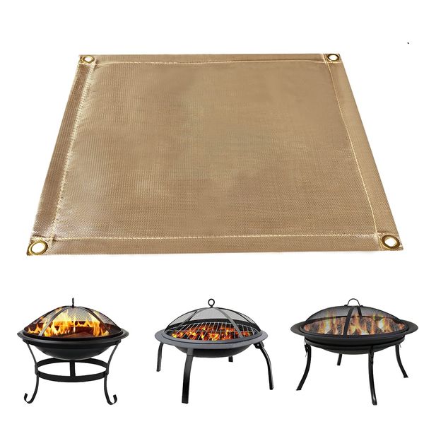 Fire Pit Mat | Fire Proof Mat |Charcoal BBQ Mat | Grill Mat | Fireproof Blanket | Flame Retardant Cloth for Protect Deck / Patio /Grass/Wood | Foldable and Easy Carry to Park/Campsite (95x80cm)