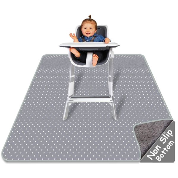 Splat Mat for Under High Chair - Splash Mat | Large 51" x 46" Size | Washable & Water Resistant | Avoid Messes | Multiple Uses | Easy to Wipe | Quick Drying - Comes w/ Carrying case for Floor & Table