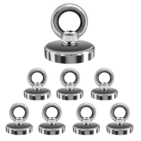 Kspowwin Magnetic Hooks, Load Capacity: 77.1 lbs (35 kg), Diameter 1.3 inches (3.2 cm), Strong Magnet, For Office/Work, Bathroom, Outdoor, Wall Hanging (8 Pieces)