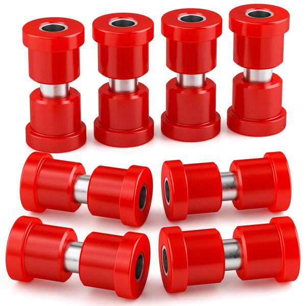 Club Car DS Front & Rear Leaf Spring Bushing Kit, Golf Cart Leaf Spring Polyurethane Bushing and Sleeves for 1981-Up DS, Upgraded Red GolfCart Suspension Shackle Parts OE Replaces 1012303 1015583