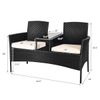 Cushioned Rattan Wicker Patio Conversation Set w/ Table Steel Frame