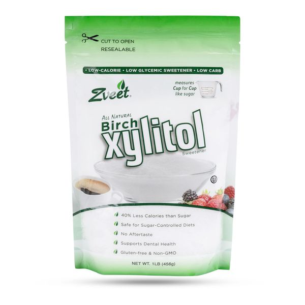 Zveet Birch Xylitol Sweetener | Keto Friendly, Non GMO Low Carb & Calorie Natural Sweetener Sugar Substitute | Kosher & Made in the USA | 1 Pound