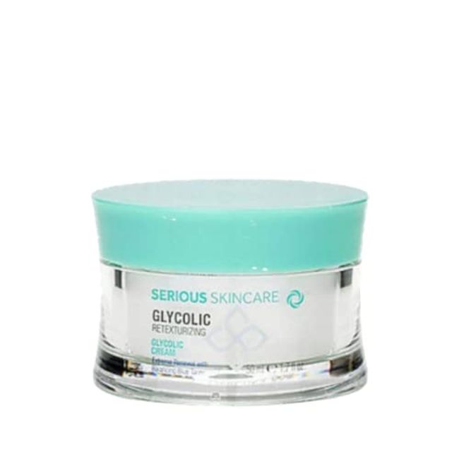 Serious Skincare Glycolic Retexturizing Cream with Balancing Blue Tansy - Smoother Skin - Glycolic Acid & Blue Tansy - Anti-Aging Facial Moisture Cream - (1 Pack) 1.7 oz.