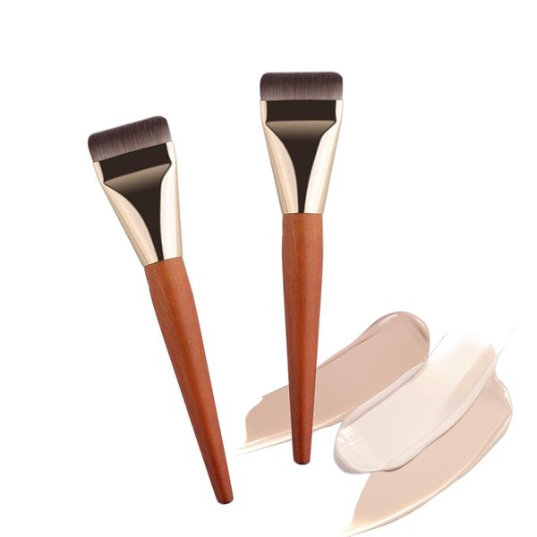 2 Stück Foundation Pinsel, Flacher Concealer Pinsel, Bronzer Make up Pinsel, Faser Ultra Thin Foundation Brush, Puderpinsel für Cremige, Pudrige Oder Flüssige Foundation