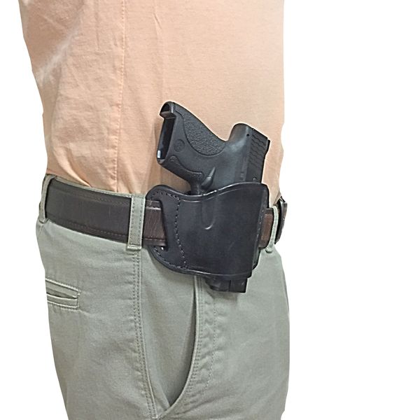 Black Leather Beltslide Gun Holster for Taurus PT 709, PT 740 Slim