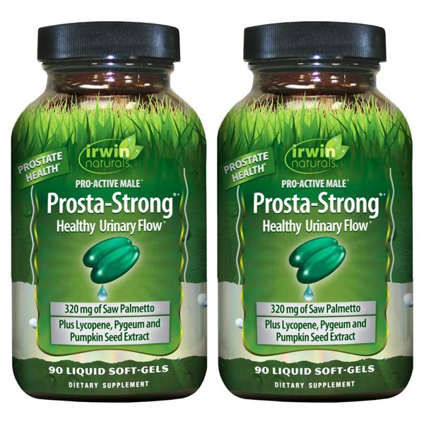 Irwin Naturals Prosta-Strong - Prostate Health Support with Saw Palmetto, Lycopene, Pumpkin Seed & More - 90 Liquid Softgels (Pack of 2)