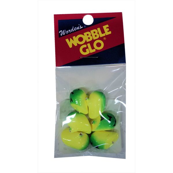 Wordens Wobble Glo Bobbers - 6 Per Pack - Size 8 - Lime Chartreuse Tiger - #WG.595.LCT.B6 - NOT Glow in Dark