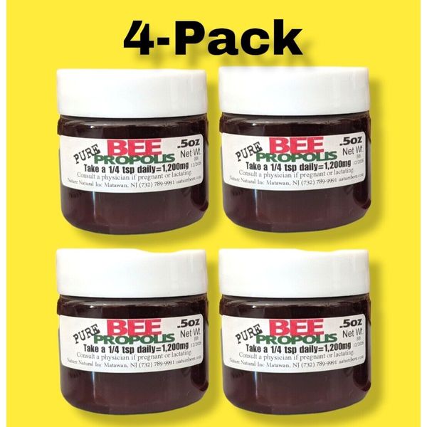 BEE PROPOLIS 4 Jars Total 2oz CONVENIENCE Size 100% PURE RAW PROPOLIS Powder